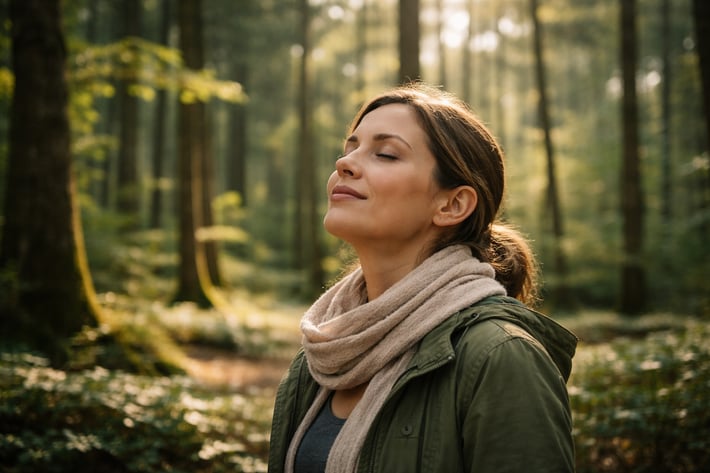Personne calme dans un environnement naturel forêt